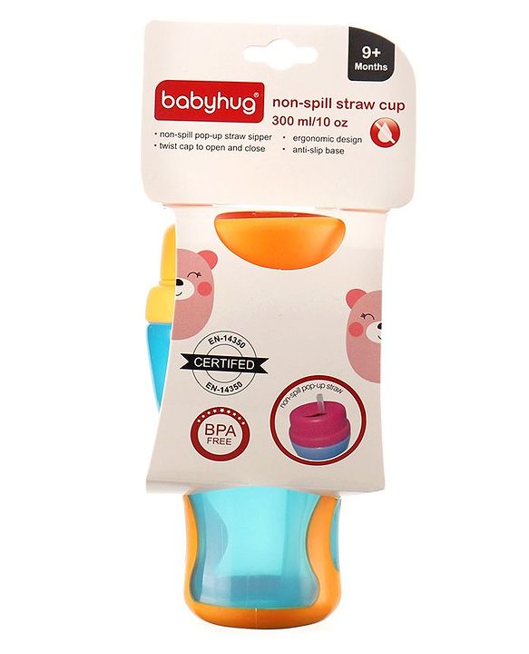 Babyhug Slide Straw Sipper - Orange Blue