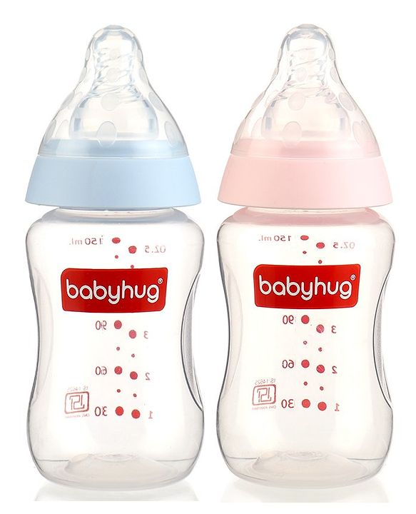 Babyhug Standard Neck Polypopylene Sterilizable Feeding Bottle Pack of 2 - 150 ml Each