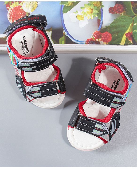 Cute Walk by Babyhug Sandals Basketball Patch - Red
