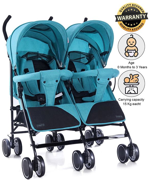 Babyhug Deuce Twin Stroller - Green