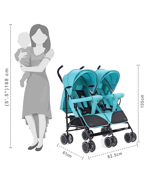 Babyhug Deuce Twin Stroller - Green