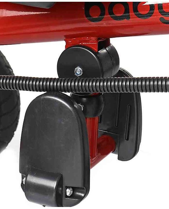 Babyhug Cruise Plug & Play Trike with Mild Steel Frame & Parental Handle Front & Rear Storage Basket with 3 Rubber Wheels with Foldable Foot Rest & Bell  - Red