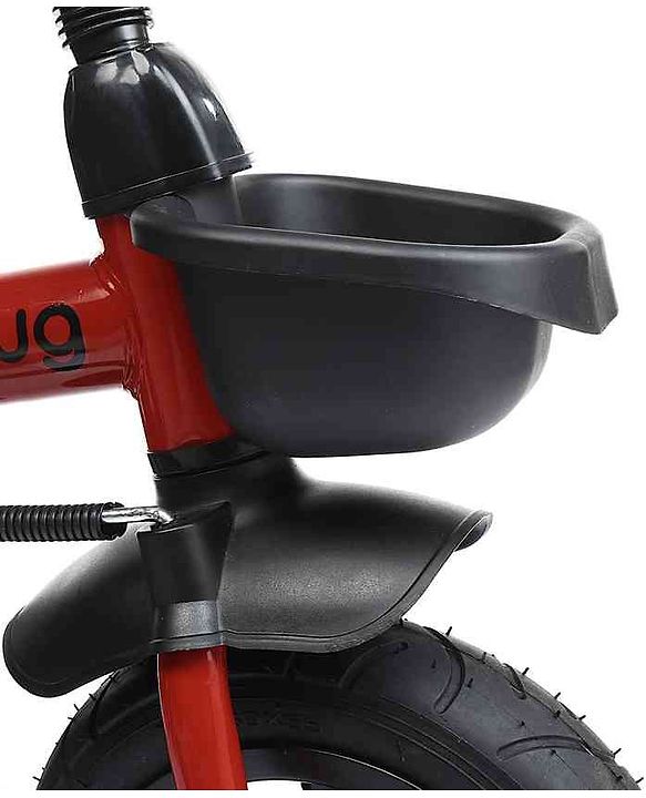 Babyhug Cruise Plug & Play Trike with Mild Steel Frame & Parental Handle Front & Rear Storage Basket with 3 Rubber Wheels with Foldable Foot Rest & Bell  - Red