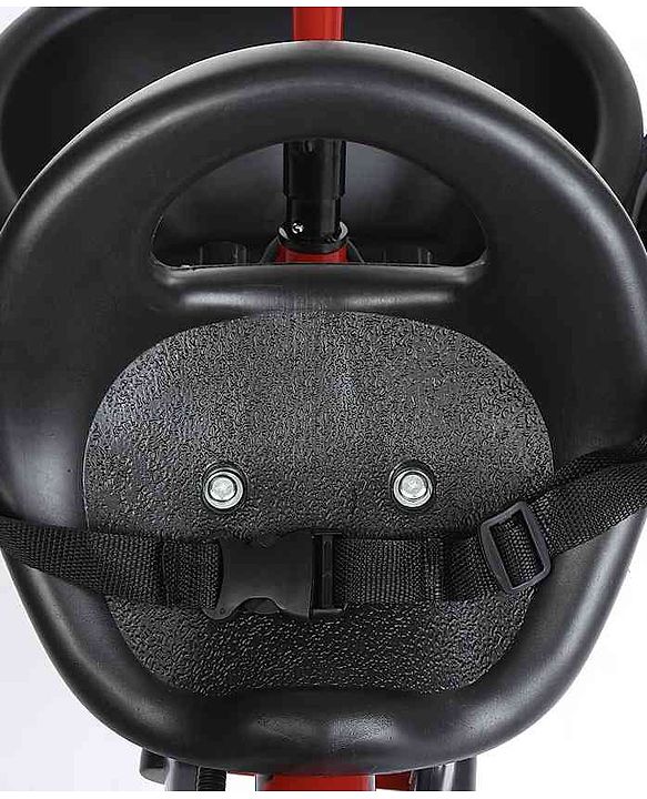 Babyhug Cruise Plug & Play Trike with Mild Steel Frame & Parental Handle Front & Rear Storage Basket with 3 Rubber Wheels with Foldable Foot Rest & Bell  - Red