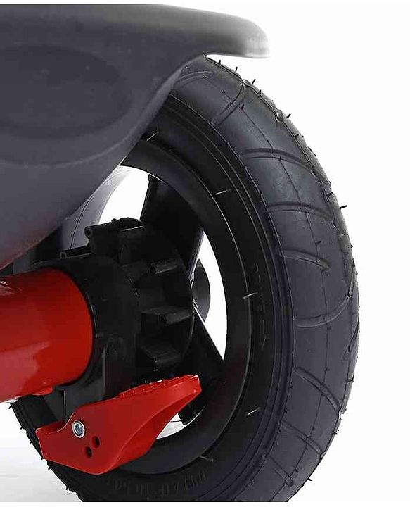 Babyhug Cruise Plug & Play Trike with Mild Steel Frame & Parental Handle Front & Rear Storage Basket with 3 Rubber Wheels with Foldable Foot Rest & Bell  - Red