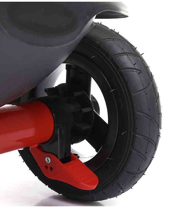 Babyhug Cruise Plug & Play Trike with Mild Steel Frame & Parental Handle Front & Rear Storage Basket with 3 Rubber Wheels with Foldable Foot Rest & Bell  - Red