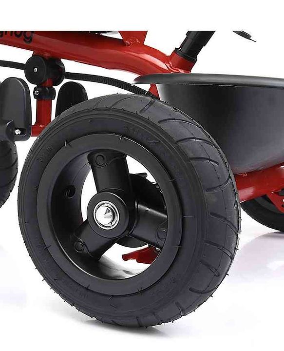 Babyhug Cruise Plug & Play Trike with Mild Steel Frame & Parental Handle Front & Rear Storage Basket with 3 Rubber Wheels with Foldable Foot Rest & Bell  - Red