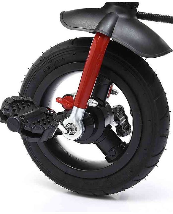 Babyhug Cruise Plug & Play Trike with Mild Steel Frame & Parental Handle Front & Rear Storage Basket with 3 Rubber Wheels with Foldable Foot Rest & Bell  - Red