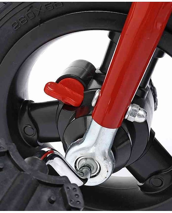 Babyhug Cruise Plug & Play Trike with Mild Steel Frame & Parental Handle Front & Rear Storage Basket with 3 Rubber Wheels with Foldable Foot Rest & Bell  - Red