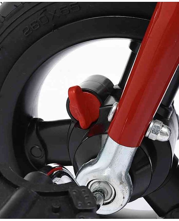 Babyhug Cruise Plug & Play Trike with Mild Steel Frame & Parental Handle Front & Rear Storage Basket with 3 Rubber Wheels with Foldable Foot Rest & Bell  - Red