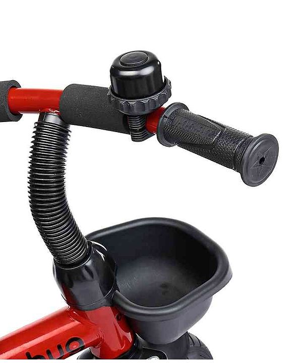 Babyhug Cruise Plug & Play Trike with Mild Steel Frame & Parental Handle Front & Rear Storage Basket with 3 Rubber Wheels with Foldable Foot Rest & Bell  - Red