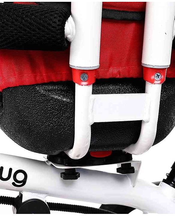 Babyhug Hermes Glider Plug & Play Trike with 360° Rotatable Seat & Parental Handle with Canopy Rubber Wheels & Storage Baskets with Bell - White Red