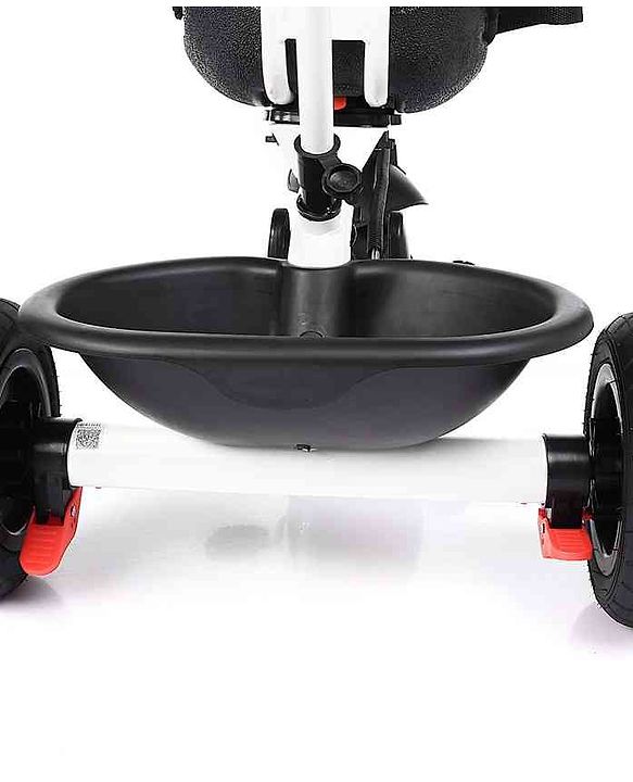 Babyhug Hermes Glider 5 in1 Multifunctional Kids Plug & Play Trike|360° Rotatable Seat|Rubber Wheels with Brakes|Parental Handle with Canopy |Safety Harness|Storage Basket for Boys & Girls-Red