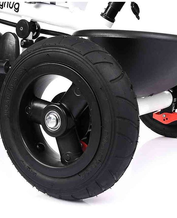 Babyhug Hermes Glider 5 in1 Multifunctional Kids Plug & Play Trike|360° Rotatable Seat|Rubber Wheels with Brakes|Parental Handle with Canopy |Safety Harness|Storage Basket for Boys & Girls-Red