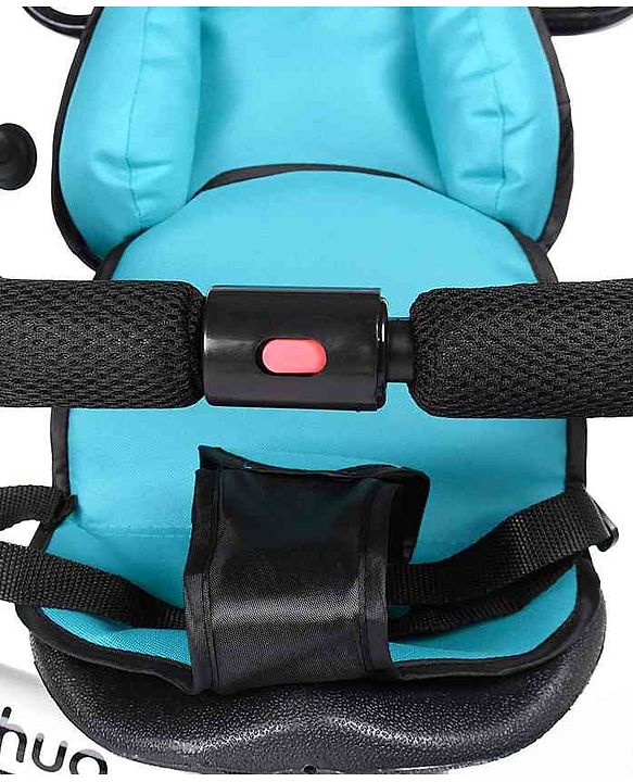 Babyhug Hermes Glider 5 in1 Multifunctional Kids Plug & Play Trike|360° Rotatable Seat|Rubber Wheels with Brakes|Parental Handle with Canopy |Safety Harness|Storage Basket for Boys & Girls-Red