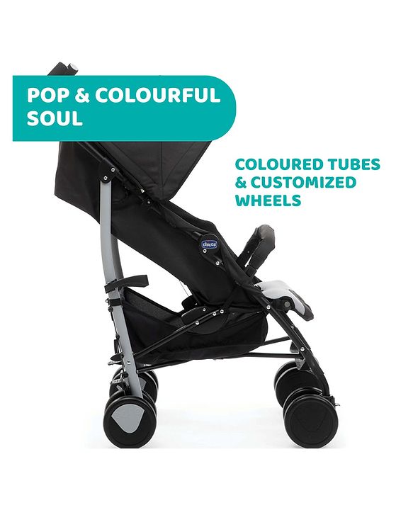 Chicco Echo Lightweight Stroller With Canopy & Bumper Bar - Black