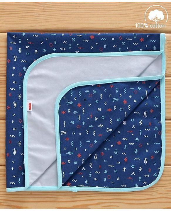 Babyhug Cotton Diaper Changing Mat and Bed Protector - Navy Blue