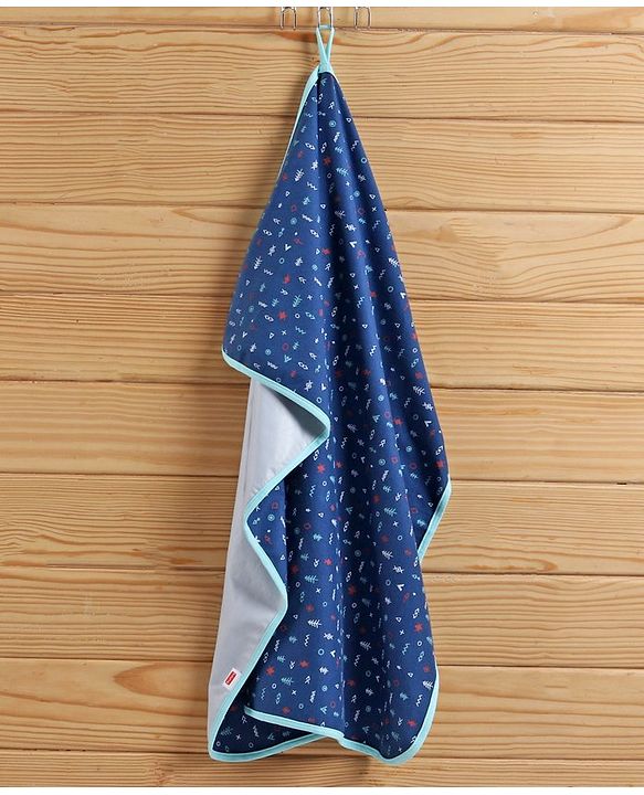 Babyhug Cotton Diaper Changing Mat and Bed Protector - Navy Blue