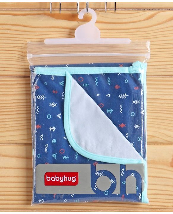 Babyhug Cotton Diaper Changing Mat and Bed Protector - Navy Blue