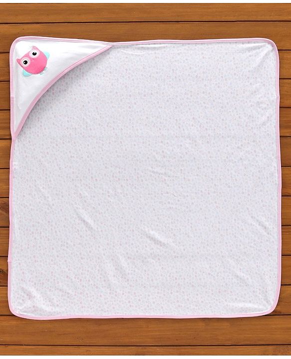 Babyhug 100% Cotton Hooded Wrapper Floral Print - Pink