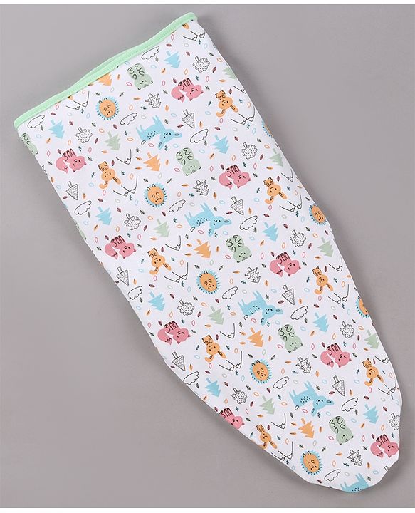 Babyhug Cotton Swaddle Wrapper Animal Print - Green