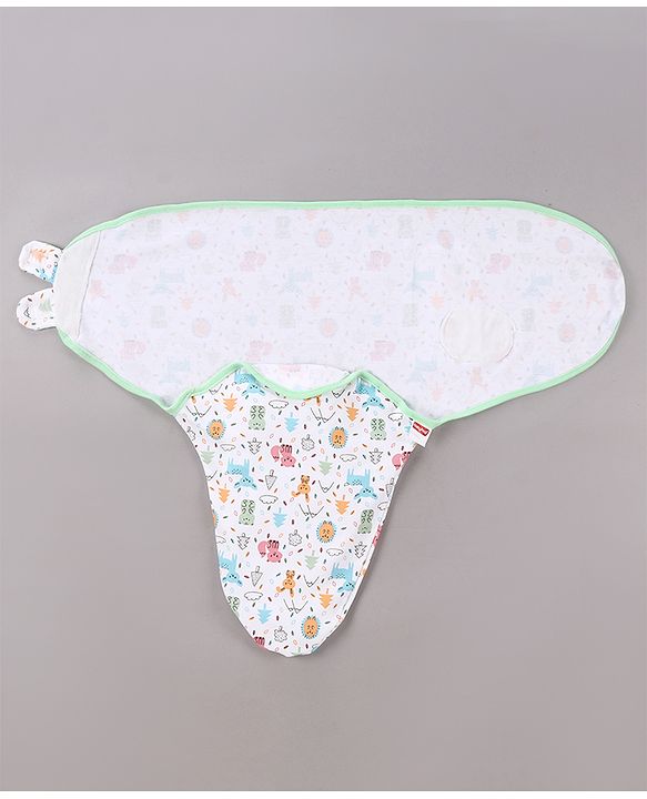 Babyhug Cotton Swaddle Wrapper Animal Print - Green