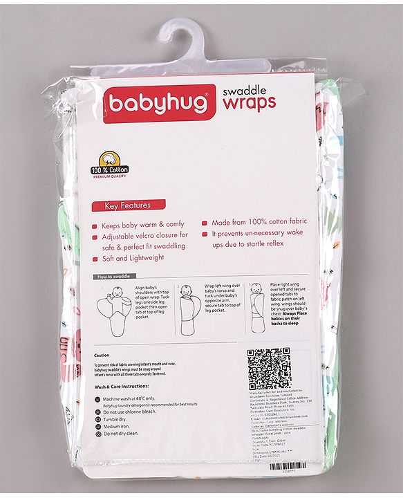 Babyhug Cotton Swaddle Wrapper Animal Print - Green
