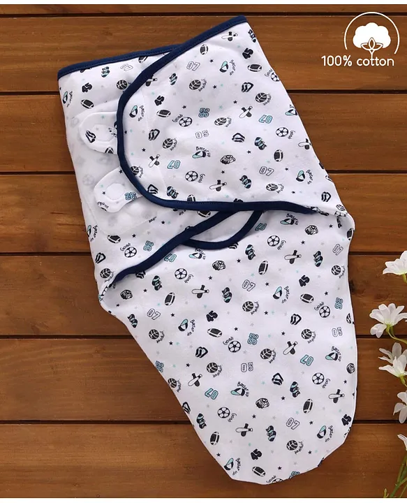 Babyhug Cotton Swaddle Wrapper Printed Blue White Online in India Buy at Best Price from Firstcry 3218779