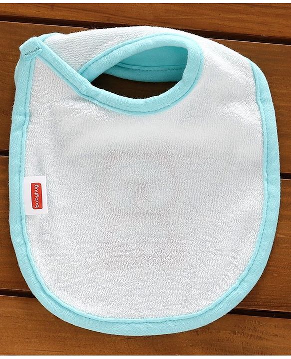 Babyhug Cotton Bibs Bear Embroidery Set of 3 - Blue & White