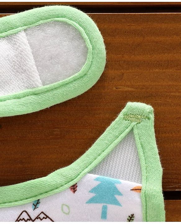 Babyhug Cotton Bibs Animal Embroidery Set of 3 - Green & White