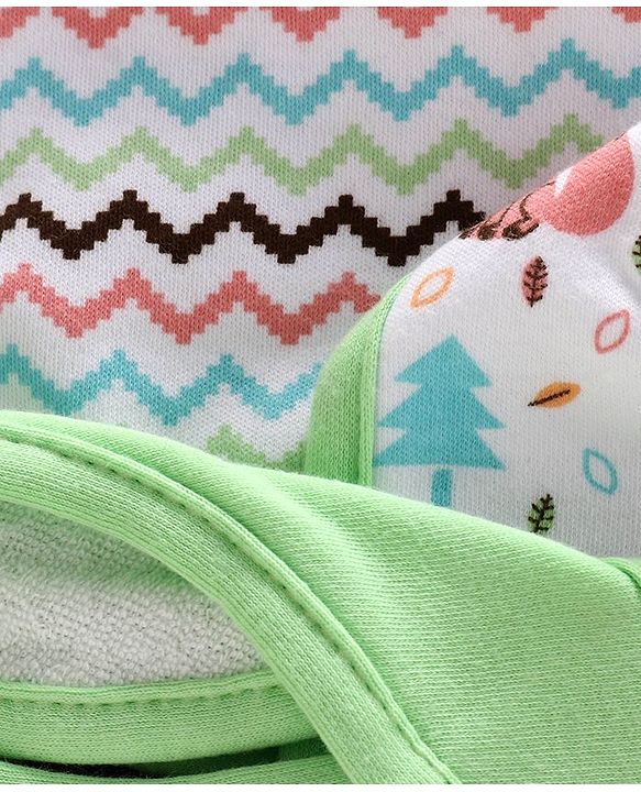 Babyhug Cotton Bibs Animal Embroidery Set of 3 - Green & White