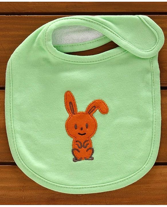 Babyhug Cotton Bibs Animal Embroidery Set of 3 - Green & White