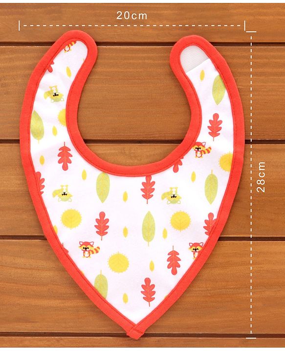 Babyhug Cotton Bibs Triangle Print Set of 3 - White