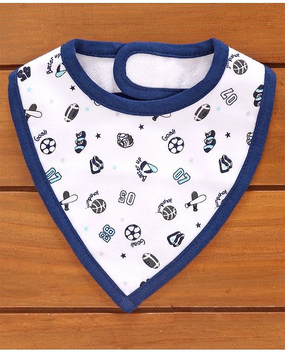 Babyhug Cotton Bibs Triangle Print Set of 3 - White