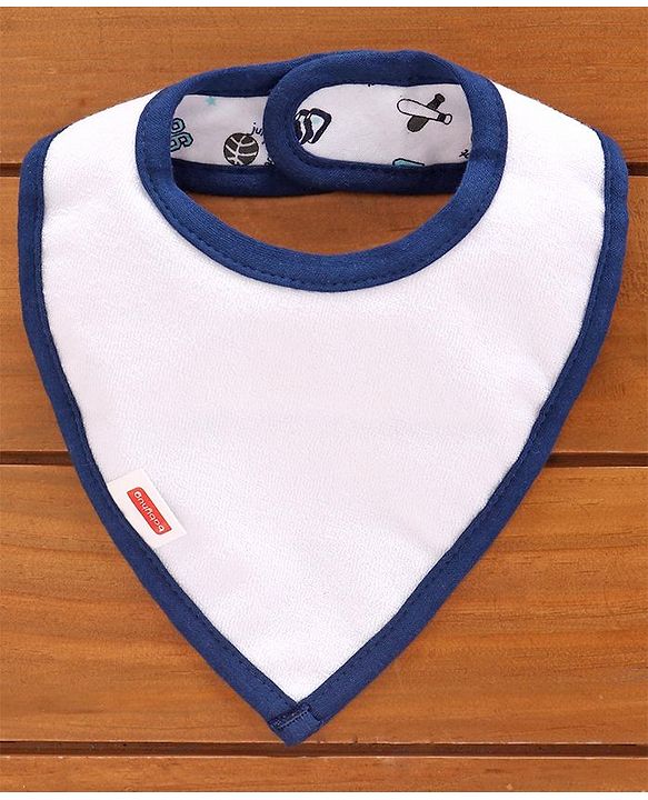 Babyhug Cotton Bibs Triangle Print Set of 3 - White