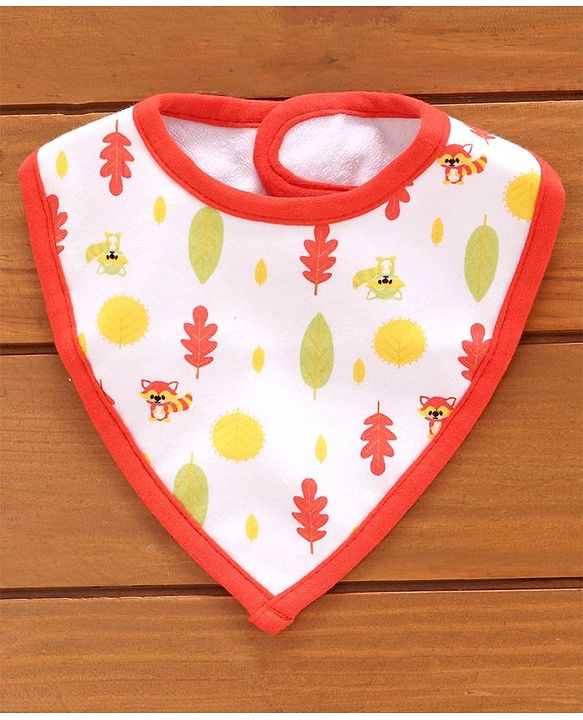 Babyhug Cotton Bibs Triangle Print Set of 3 - White