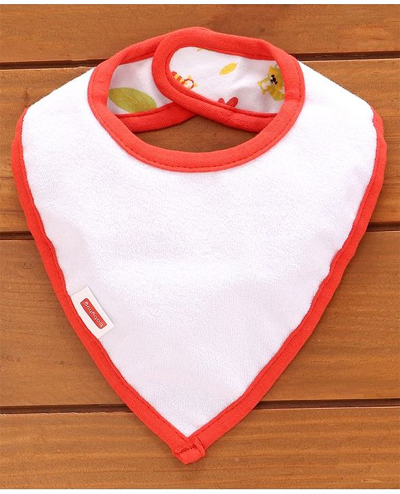 Babyhug Cotton Bibs Triangle Print Set of 3 - White