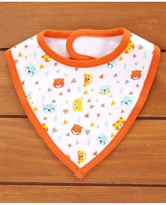 Babyhug Cotton Bibs Triangle Print Set of 3 - White