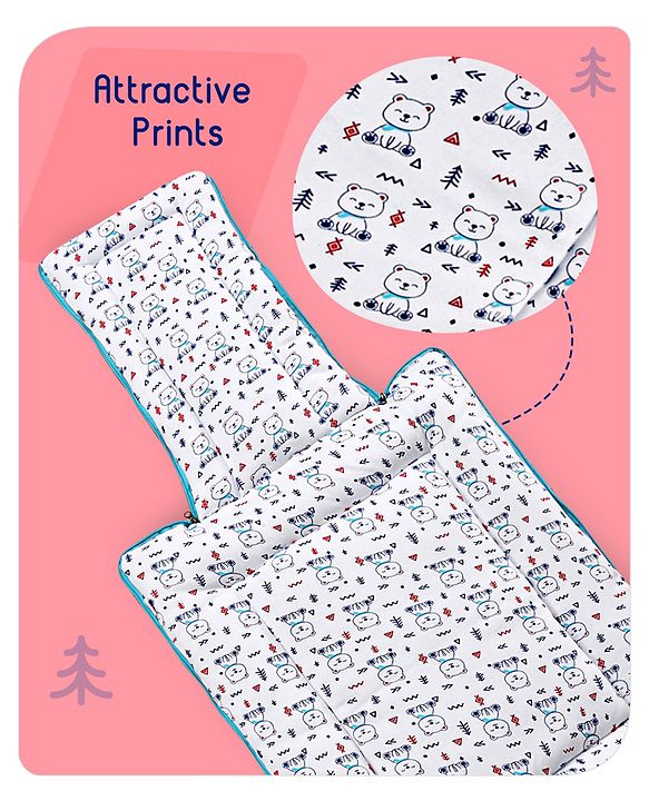 Babyhug Sleeping Bag Teddy Print - White Blue