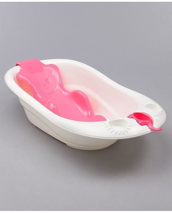 Babyhug Large Size Bath Tub With Bath Sling Bear Print - (Colour May Vary)