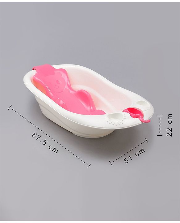 Babyhug Large Size Bath Tub With Bath Sling Bear Print - (Colour May Vary)