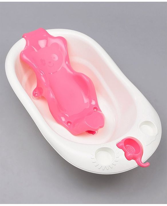 Babyhug Large Size Bath Tub With Bath Sling Bear Print - (Colour May Vary)