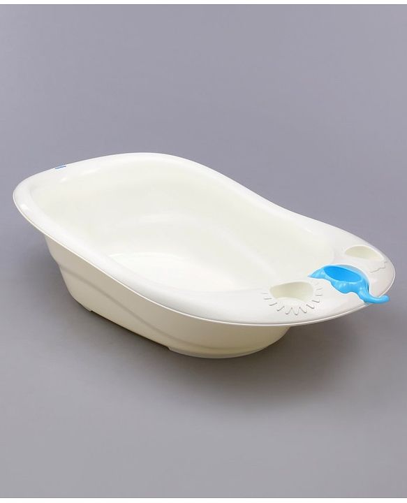 Babyhug Large Size Bath Tub With Bath Sling Bear Print - Blue (Color May Vary)