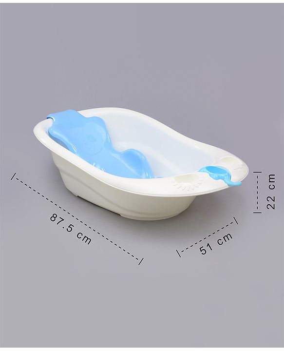 Babyhug Large Size Bath Tub With Bath Sling Bear Print - Blue (Color May Vary)