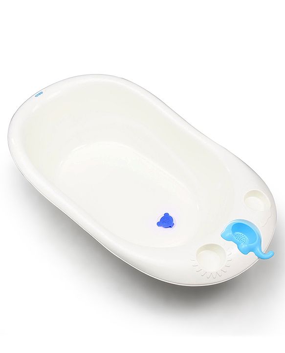 Babyhug Large Size Bath Tub With Bath Sling Bear Print - Blue (Color May Vary)