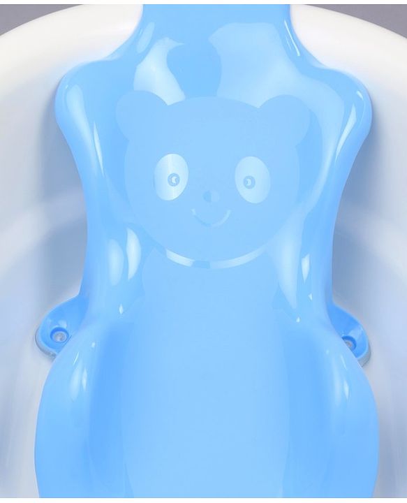 Babyhug Large Size Bath Tub With Bath Sling Bear Print - Blue (Color May Vary)