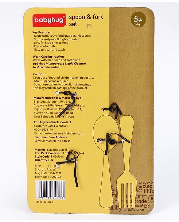 Babyhug Stainless Steel Spoon & Fork Set