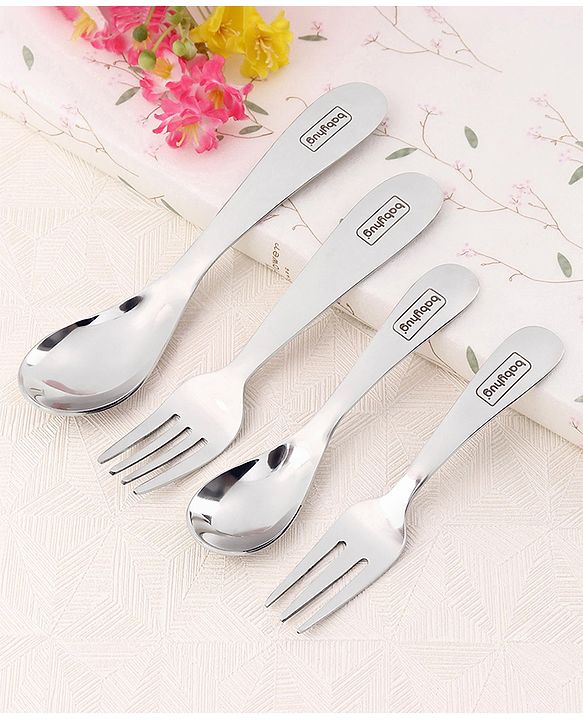 Babyhug Stainless Steel Spoon & Fork Set - Pack of 4