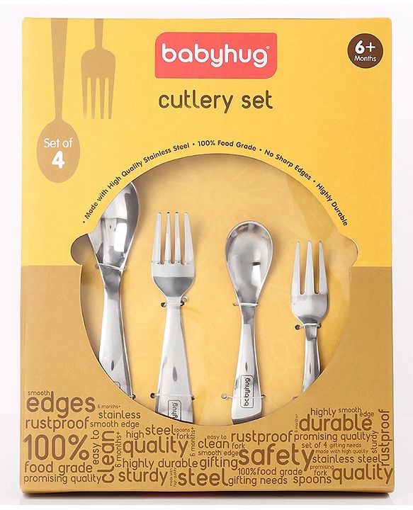 Babyhug Stainless Steel Spoon & Fork Set - Pack of 4