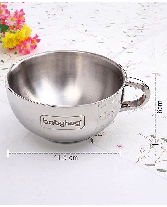 Babyhug Double Wall Stainless Steel Feeding Bowl Set with Spoon